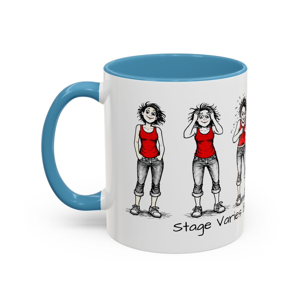 Coffee Mug — "Mood Varies By Day (Or Hourly)" Illustrated Sarcastic Cartoon USA/CAN