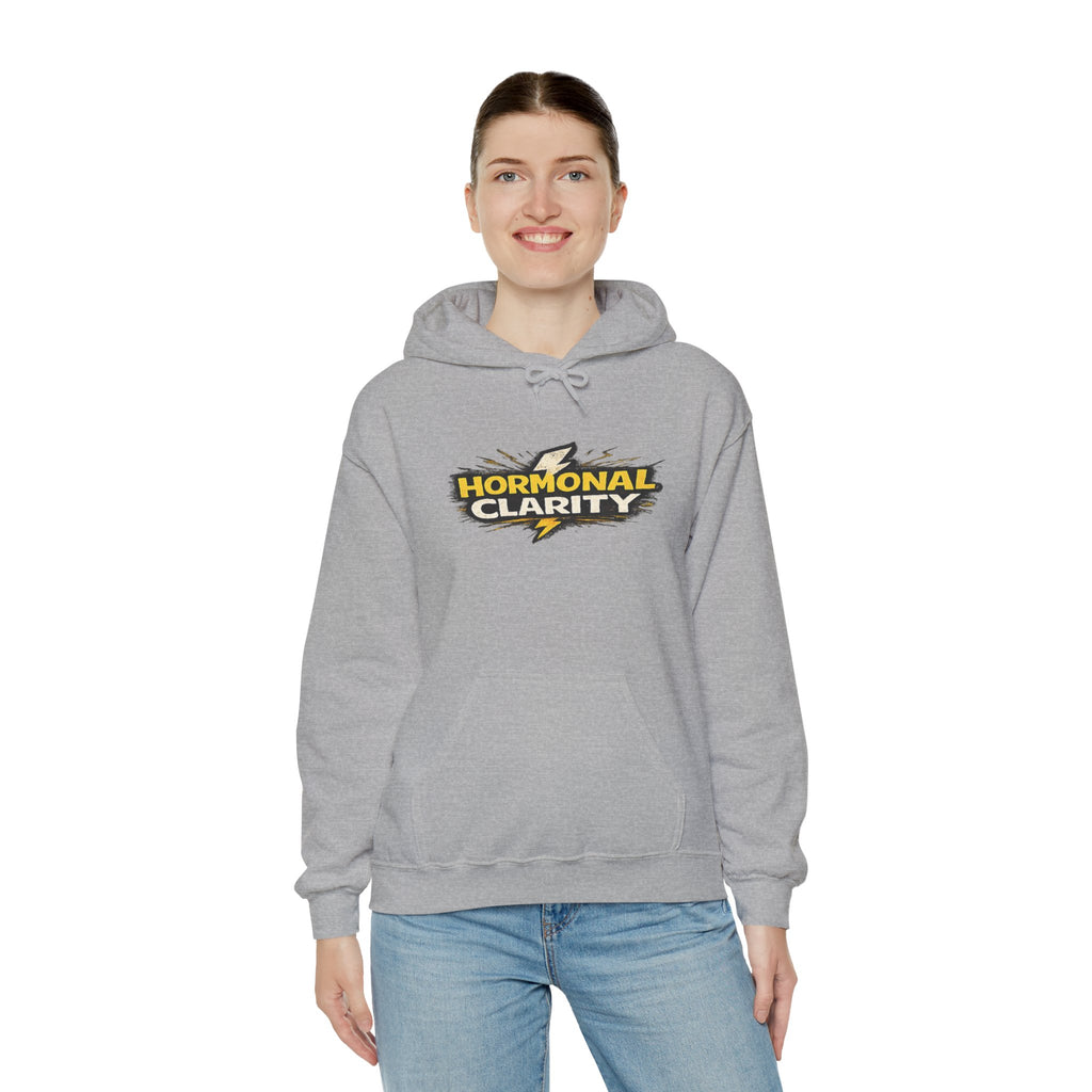Hormonal Clarity Hoodie — Bold Lightning Graphic Women's Health Awareness Sweatshirt