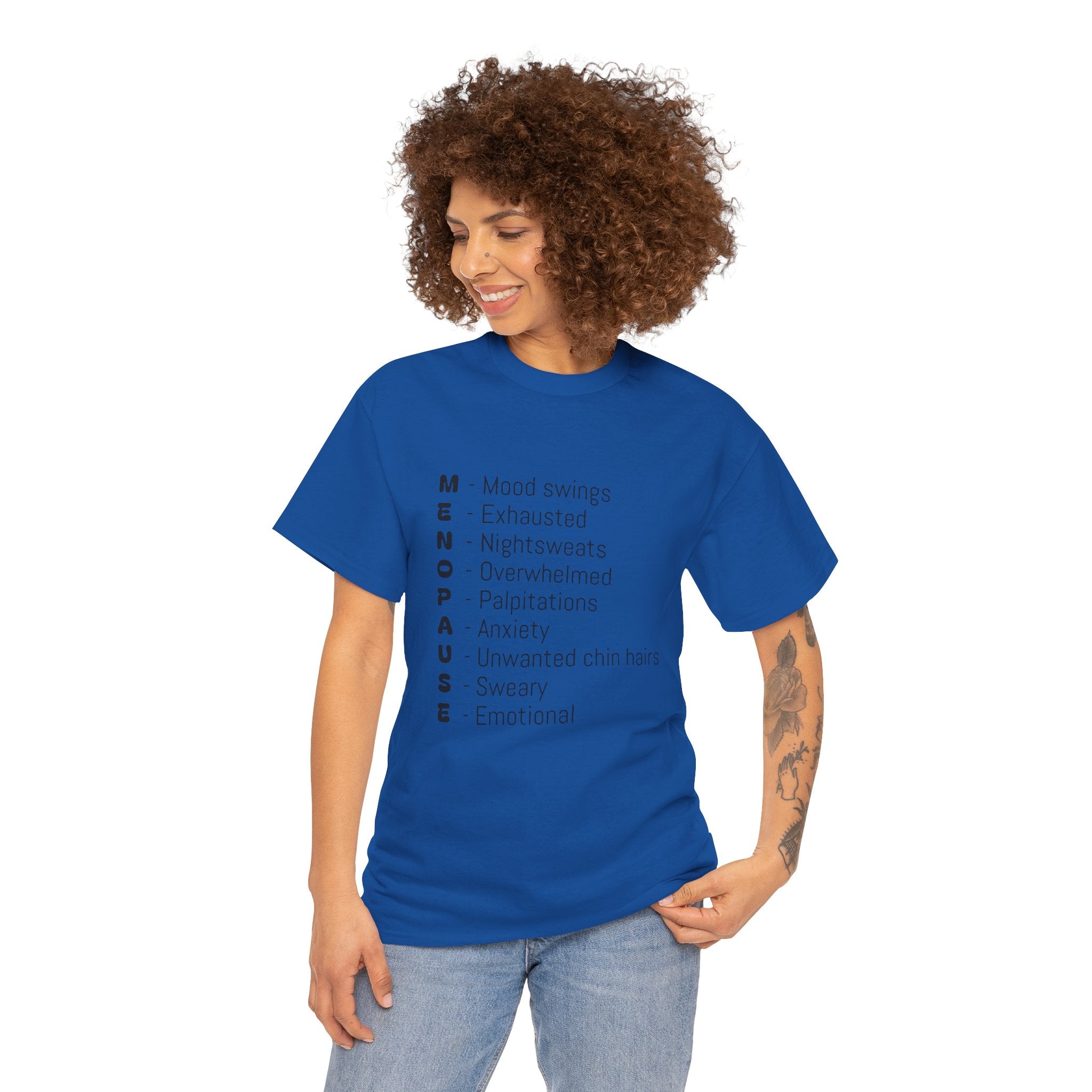 Menopause Symptoms List T-Shirt — Menopause Awareness Tee