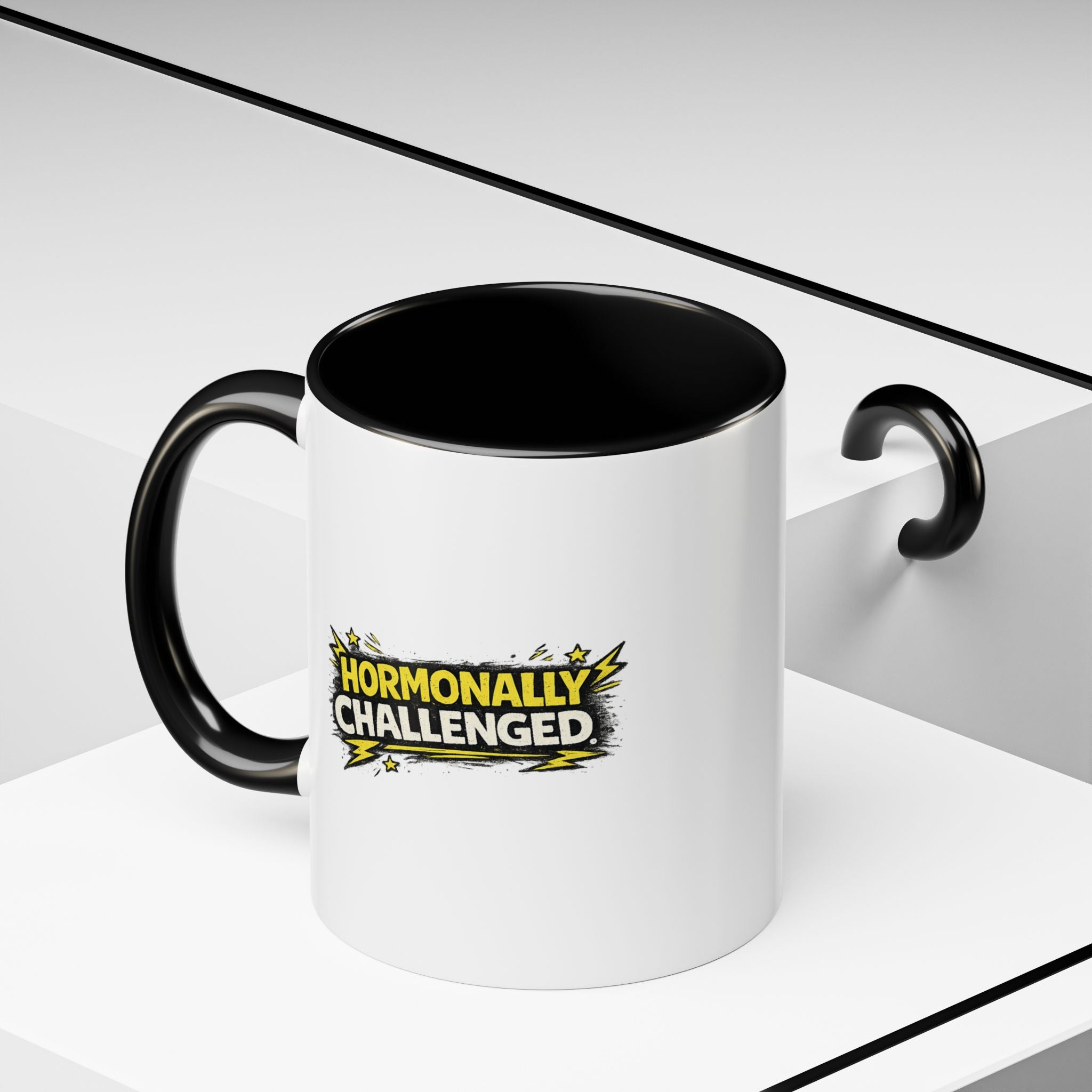 "Hormonally challenged" Coffee Mug  Accent Ceramic Mug (11oz)