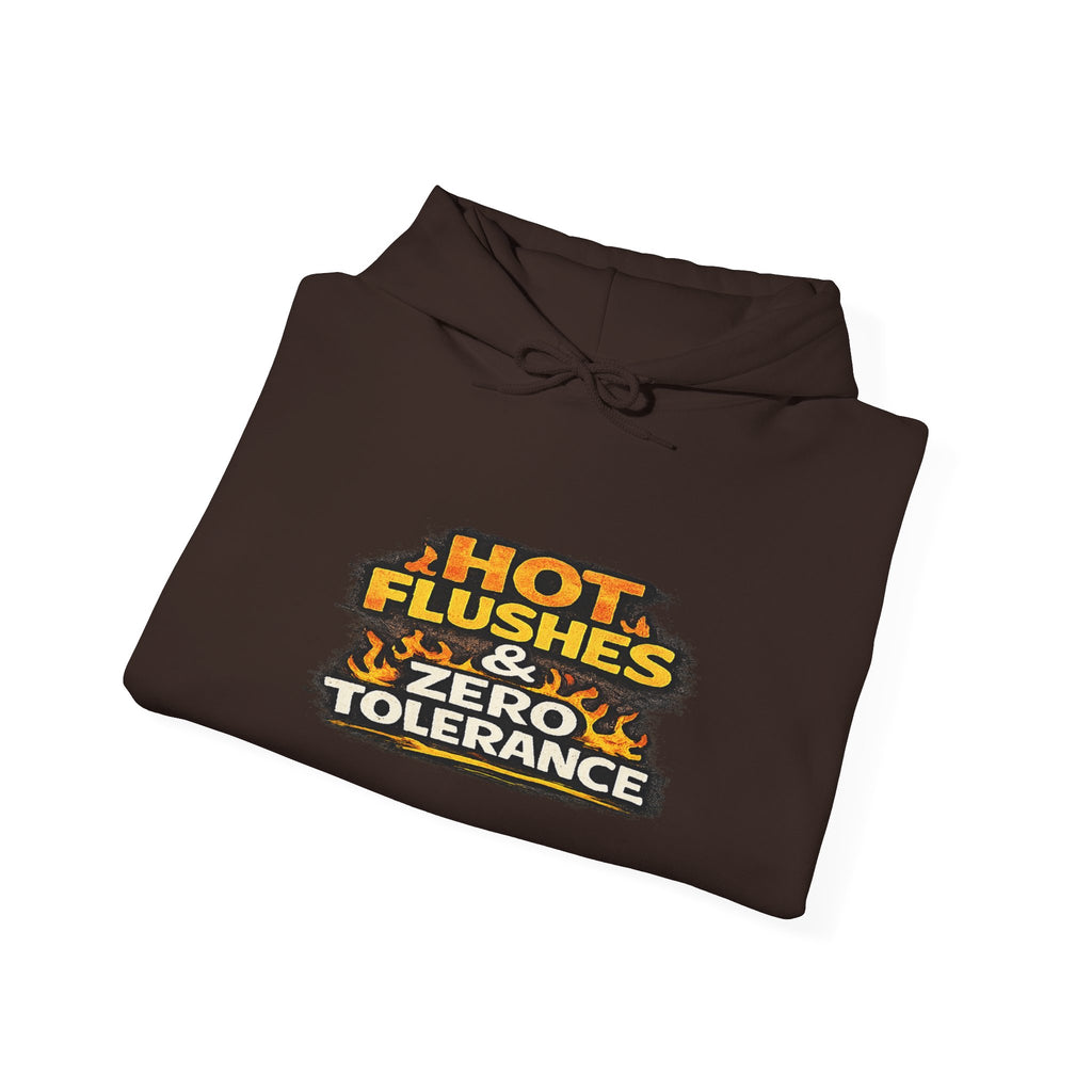 Hoodie - "Hot Flashes & Zero Tolerance" Retro Graphic Women’s Men’s Menopause Humor Pullover