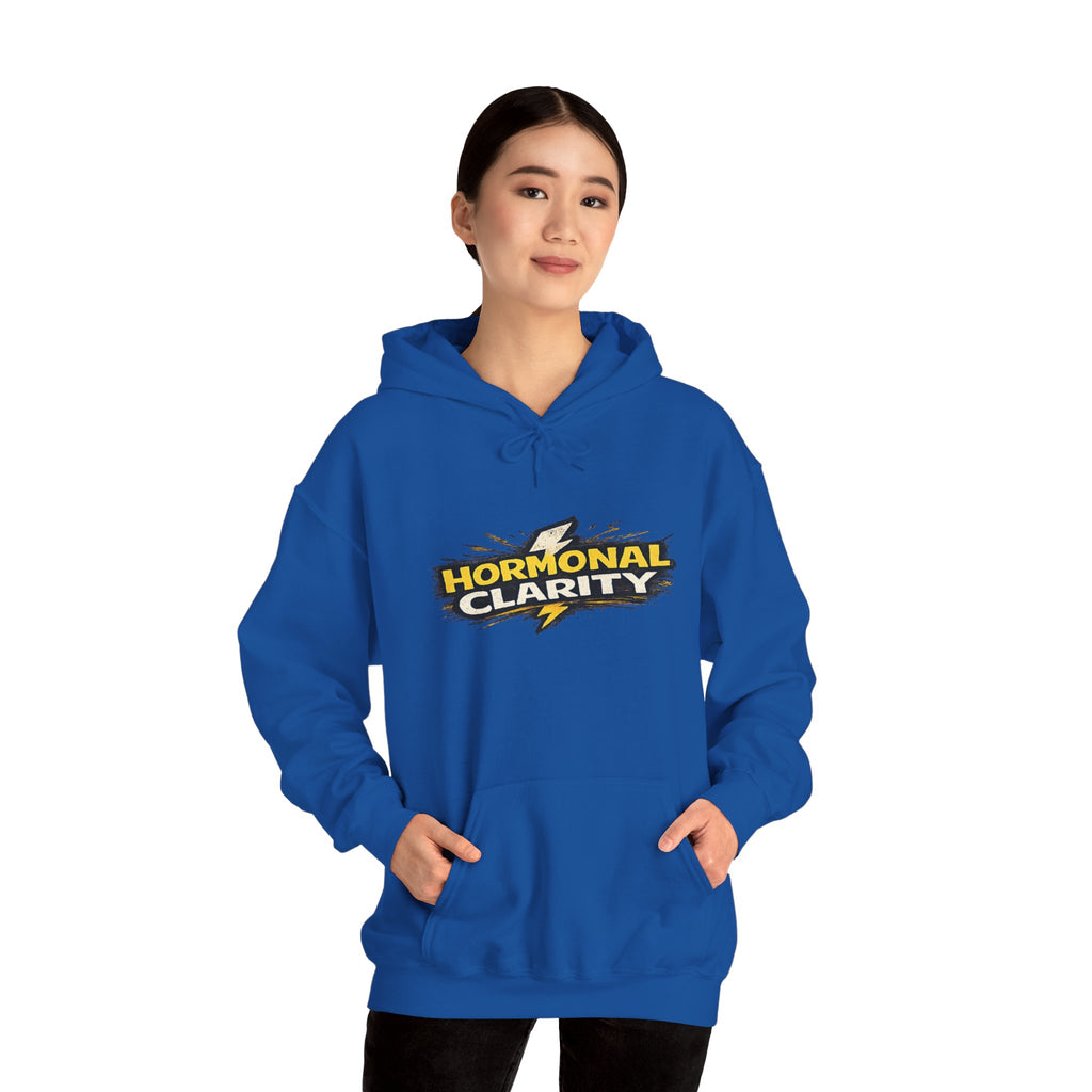 Hormonal Clarity Hoodie — Bold Lightning Graphic Women's Health Awareness Sweatshirt