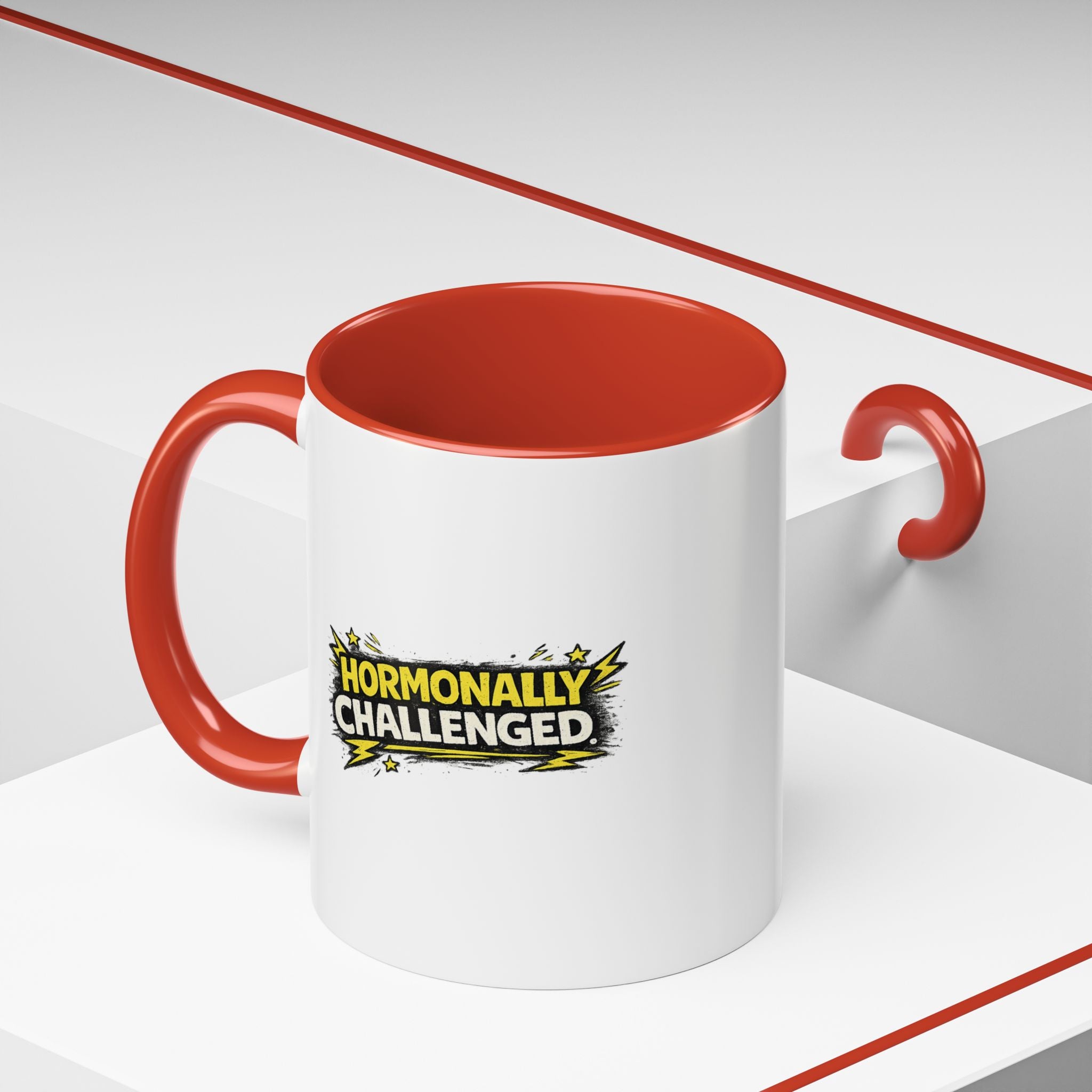 "Hormonally challenged" Coffee Mug  Accent Ceramic Mug (11oz)
