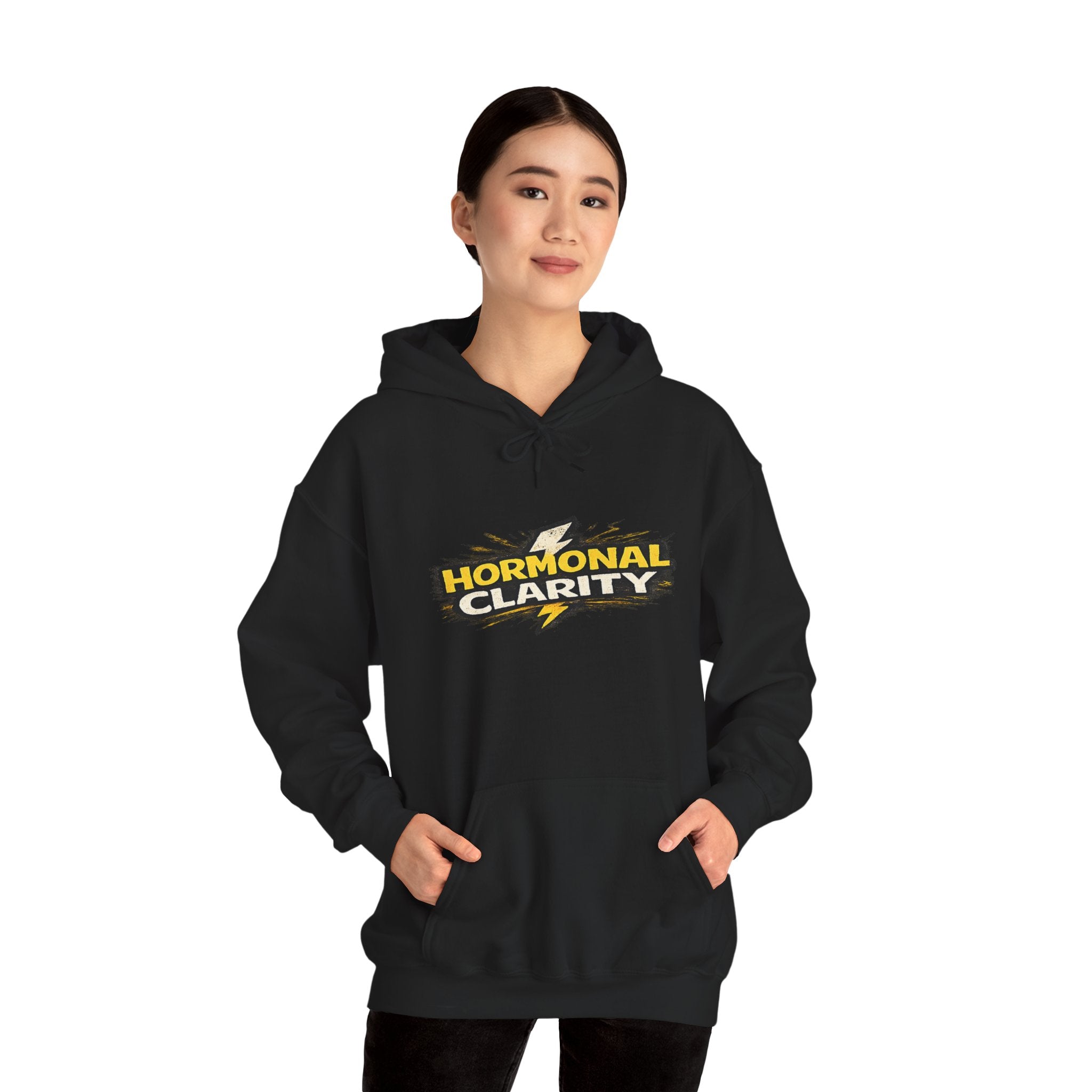 Hormonal Clarity Hoodie — Bold Lightning Graphic Women's Health Awareness Sweatshirt