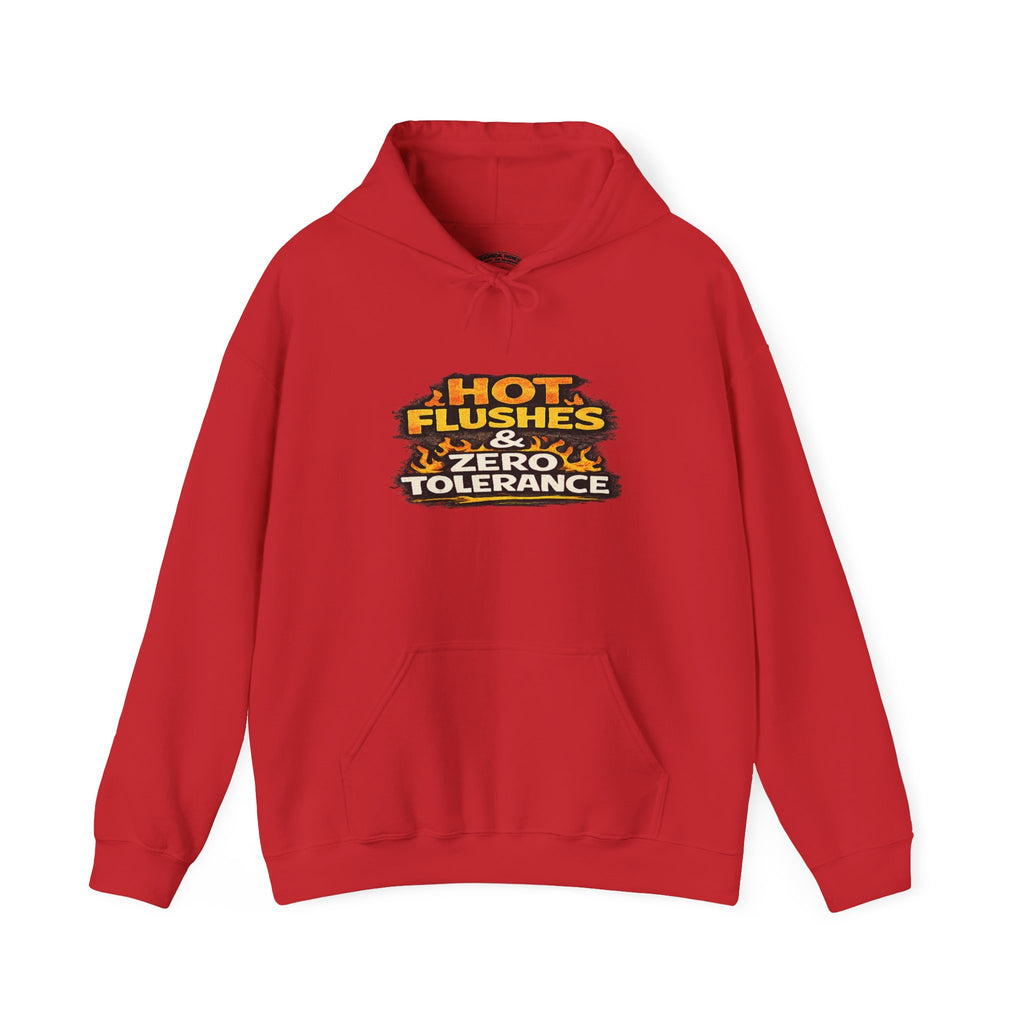 Hoodie - "Hot Flashes & Zero Tolerance" Retro Graphic Women’s Men’s Menopause Humor Pullover