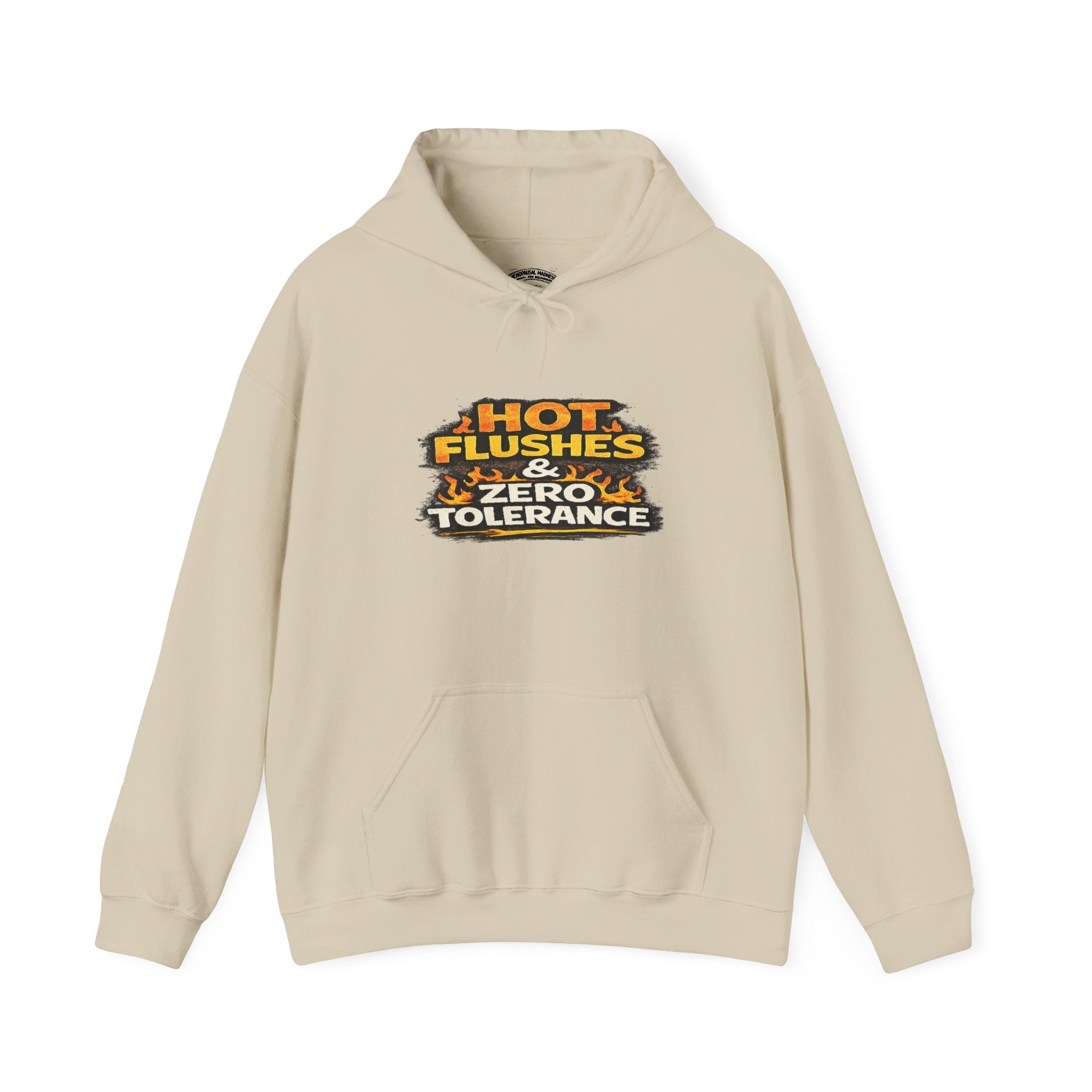 Hoodie - "Hot Flashes & Zero Tolerance" Retro Graphic Women’s Men’s Menopause Humor Pullover