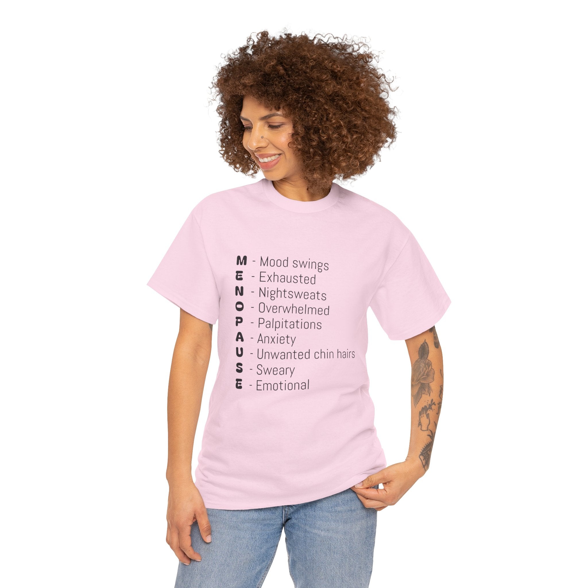 Menopause Symptoms List T-Shirt — Menopause Awareness Tee