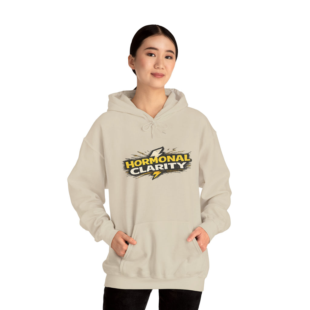 Hormonal Clarity Hoodie — Bold Lightning Graphic Women's Health Awareness Sweatshirt