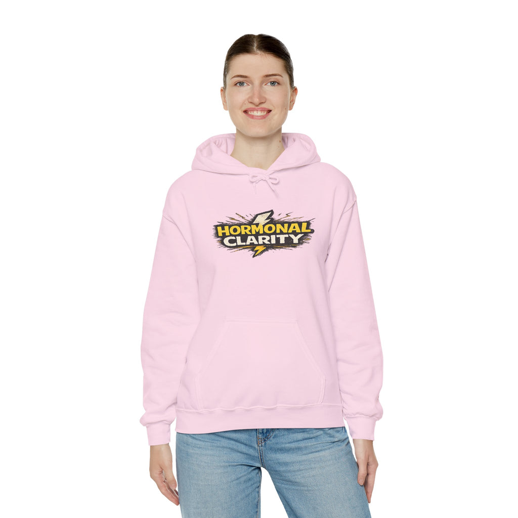 Hormonal Clarity Hoodie — Bold Lightning Graphic Women's Health Awareness Sweatshirt