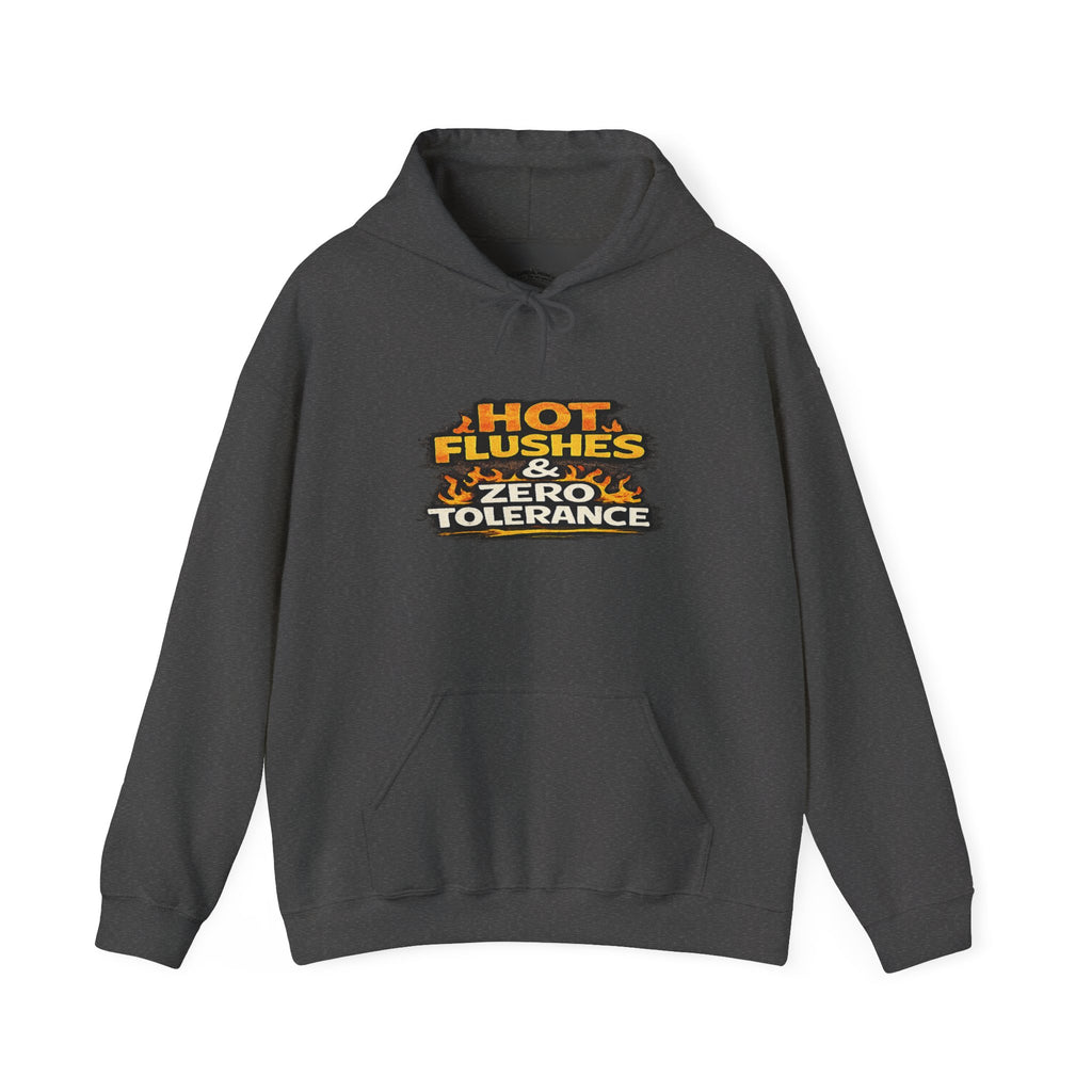 Hoodie - "Hot Flashes & Zero Tolerance" Retro Graphic Women’s Men’s Menopause Humor Pullover