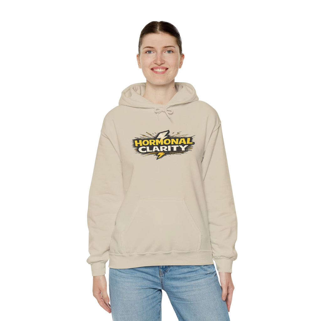 Hormonal Clarity Hoodie — Bold Lightning Graphic Women's Health Awareness Sweatshirt