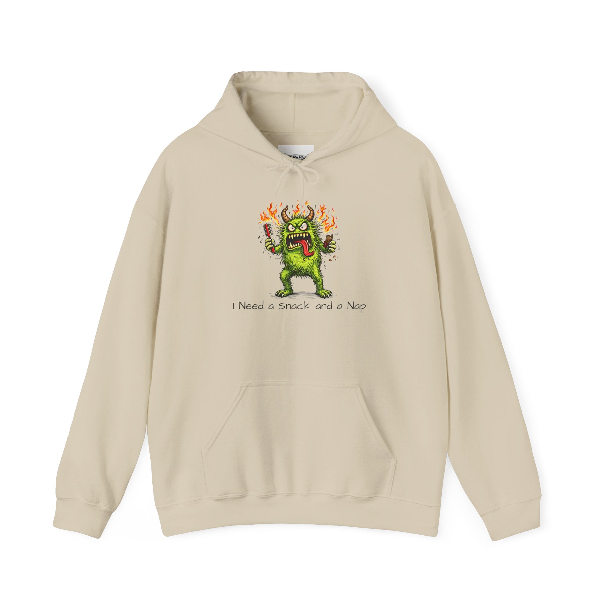 Hoodie - Meno Monster 'I Need a Snack and a Nap' Funny Monster Hoodie (Back: 'Not a Drama Queen, Just Menopausal')