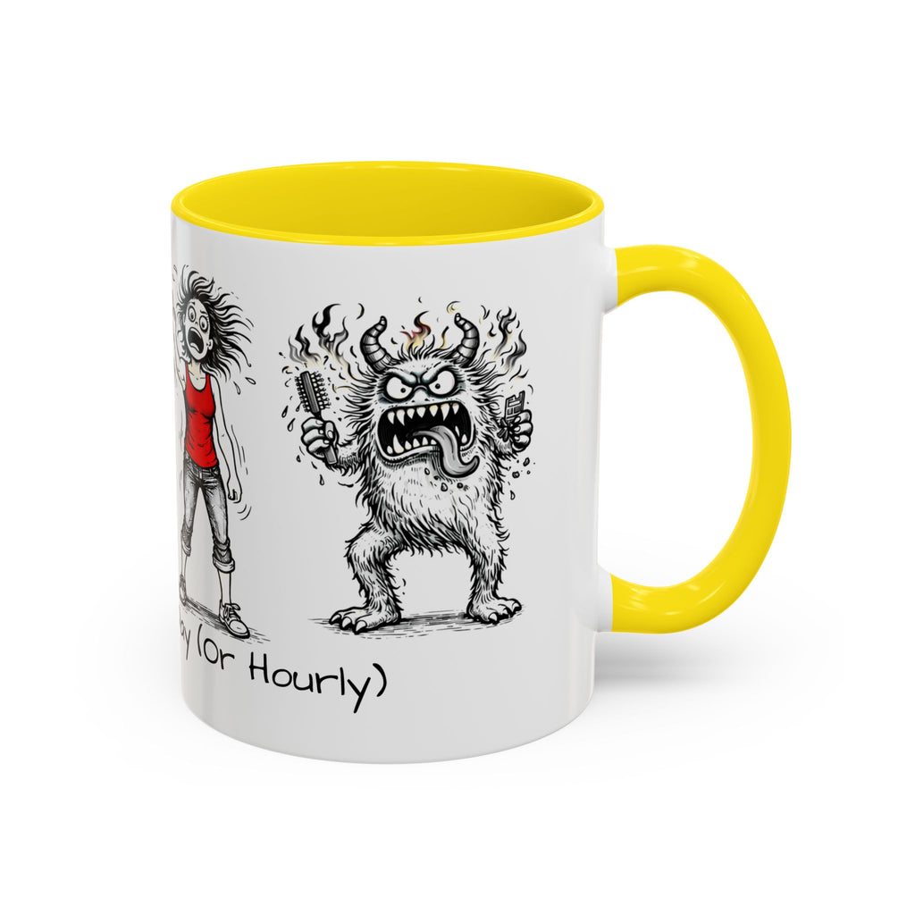 Coffee Mug — "Mood Varies By Day (Or Hourly)" Illustrated Sarcastic Cartoon USA/CAN