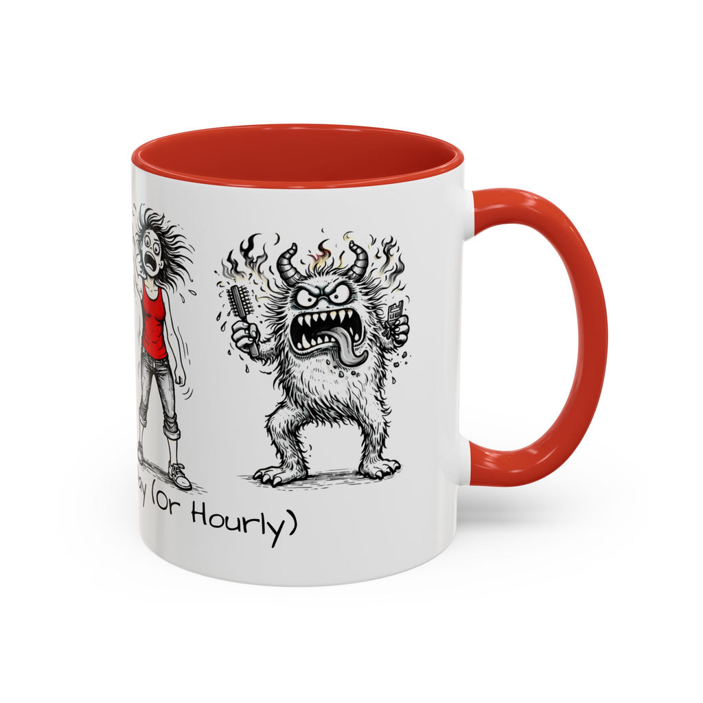 Coffee Mug — "Mood Varies By Day (Or Hourly)" Illustrated Sarcastic Cartoon USA/CAN
