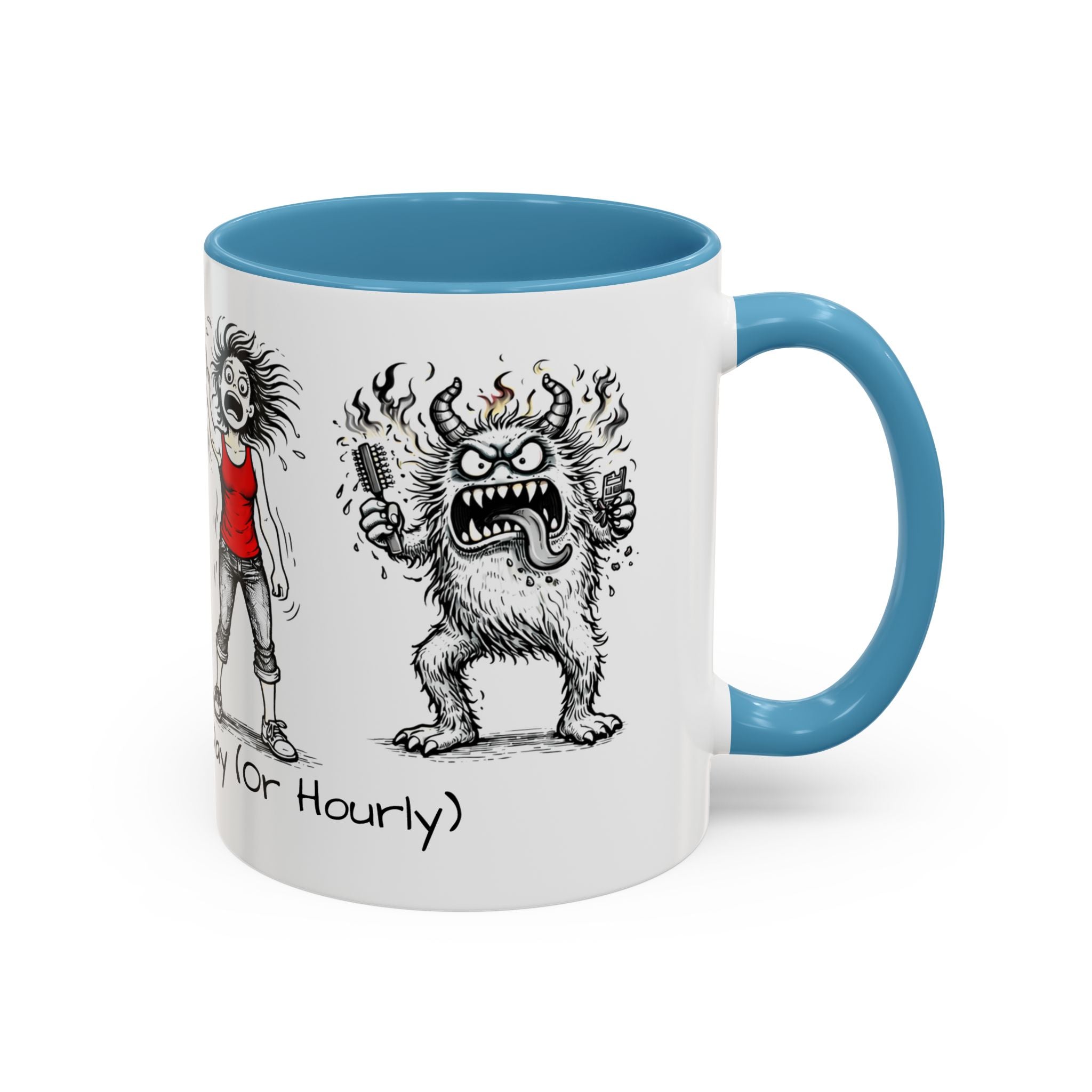 Coffee Mug — "Mood Varies By Day (Or Hourly)" Illustrated Sarcastic Cartoon USA/CAN